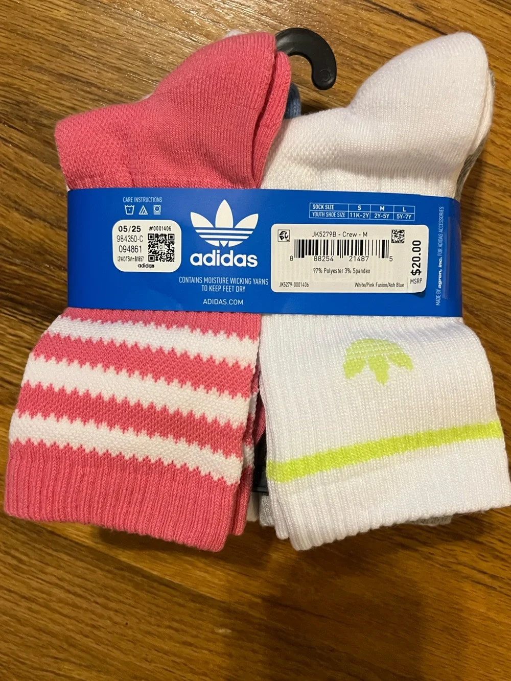 YOUTH ORIGINALS REMIX 4.0 6-PACK CREW SOCKS White / Pink Fusion / Ash Blue